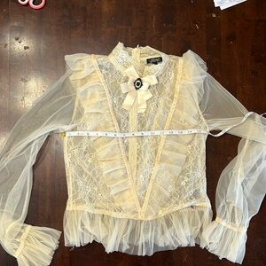 Never worn. Dolls Kill Widow brand blouse size large with lace and tule.